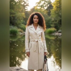 Elegant Cream Women's Trench Coat